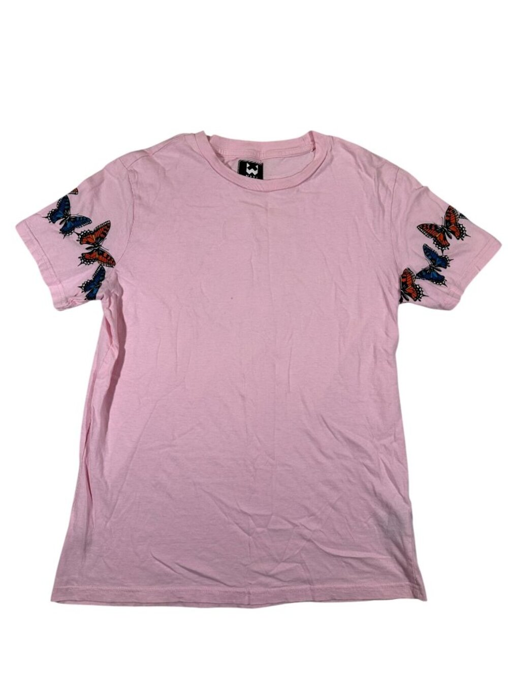 WXYZ Butterfly Sleeve Graphic Tee Pink Womens Small Casual Lightweight Shirt